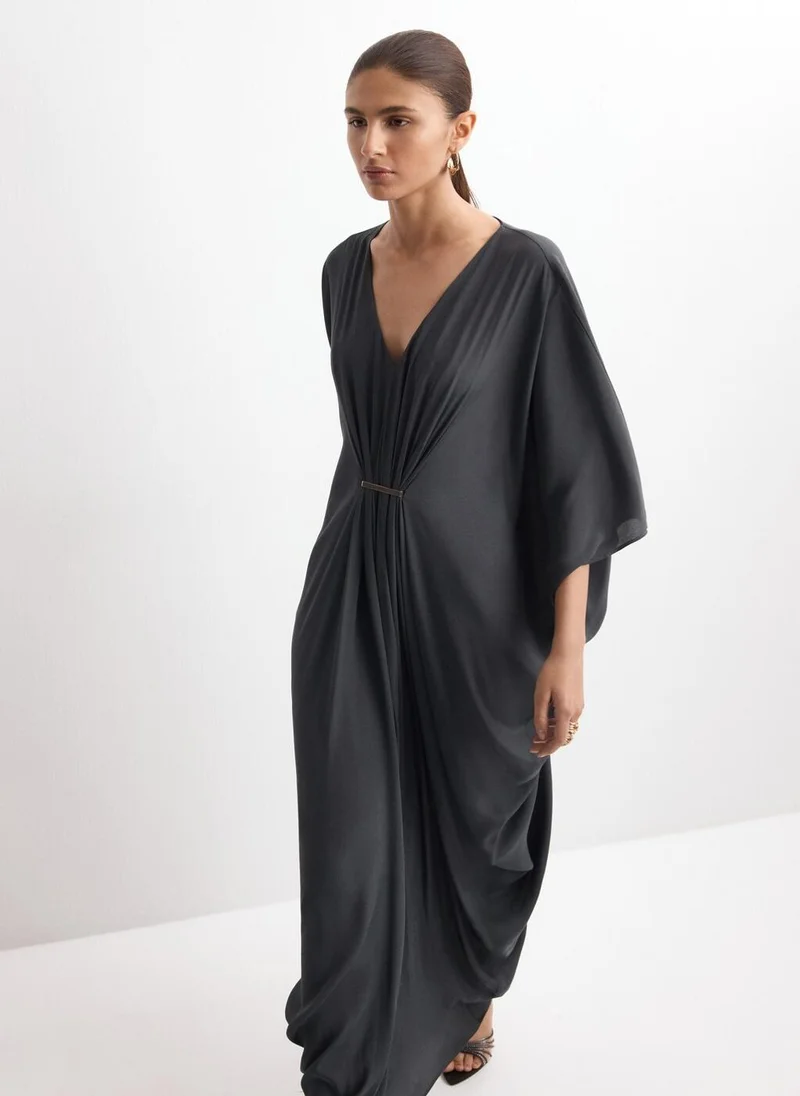 MANGO  Draped dress with three-quarter length sleeves for Women | Best Price UAE